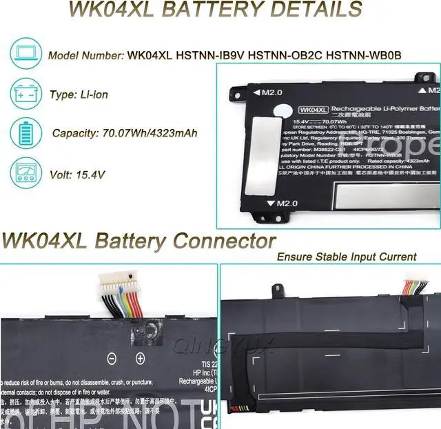 Alt view image 2 of 7 - New WK04XL HSTNN-IB9V HSTNN-OB2C HSTNN-WB0B Laptop Battery Compatible with HP OMEN 16-b Victus 16-e OMEN 16-c Victus 16-d Victus 15-f Series Laptop Notebook 15.4V 70.07Wh