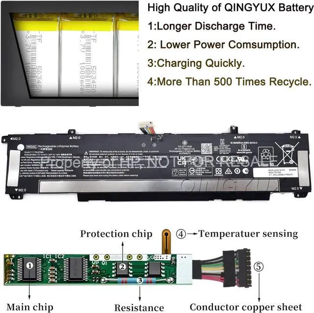 Alt view image 4 of 7 - New WK04XL HSTNN-IB9V HSTNN-OB2C HSTNN-WB0B Laptop Battery Compatible with HP OMEN 16-b Victus 16-e OMEN 16-c Victus 16-d Victus 15-f Series Laptop Notebook 15.4V 70.07Wh