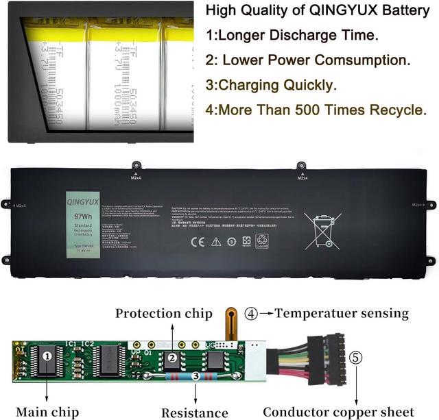 Alt view image 4 of 7 - DWVRR 817GN 0817GN NR6MH 0NR6MH 0017GN Laptop Battery Compatible with DELL Alienware X15 R1 R2 X17 R1 R2 Inspiron 16 7620 2-in-1 Alienware X15 R1 NAWX15R101 X17 RTX 3080 P48E Series Notebook