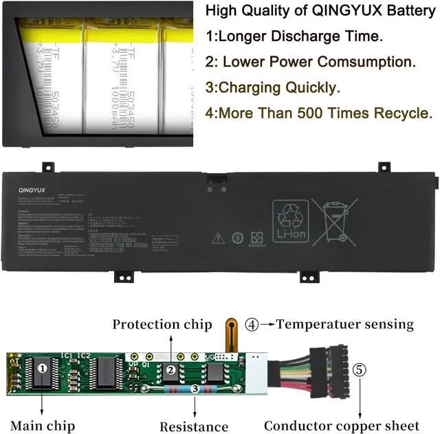 Alt view image 4 of 6 - New C41N2101 Laptop Battery Compatible with ASUS VivoBook Pro 15X OLED K6501ZM M6501RR ZenBook PRO 17 UM6702 UX6404 UX8402 G14 GA402 GA402R GA402RJ GA402NI GA402NJ Series Notebook