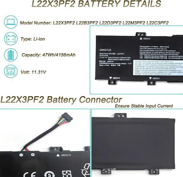 Alt view image 2 of 7 - New L22X3PF2 L22B3PF2 L22D3PF2 L22M3PF2 L22C3PF2 Laptop Battery Compatible with Lenovo V14 G4 AMN // V15 G4 AMN Series Notebook