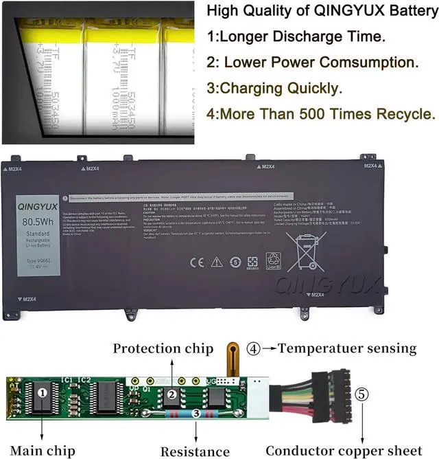 Alt view image 4 of 7 - New VG661 GD3C9 0GD3C9 V4N84 0V4N84 31CP5/46/95-2 Laptop Battery Compatible with DELL Alienware X14 R1 Alienware X14 R2 Series Notebook