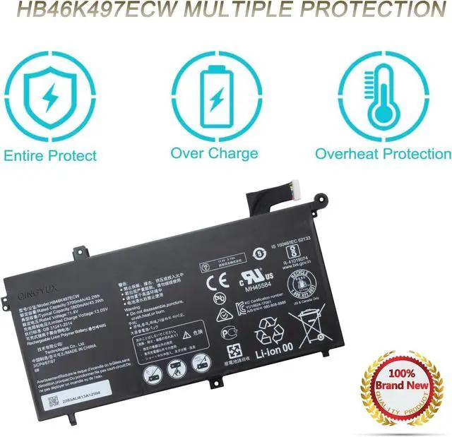 Alt view image 3 of 6 - New HB46K497ECW Laptop Battery Compatible with Huawei MateBook D 53010BAJ Matebook D I5 128G Matebook D I5 1TB Matebook D I5 8G MRC-W50 MRC-W60 MRC-W70 PI-W19 Series Notebook