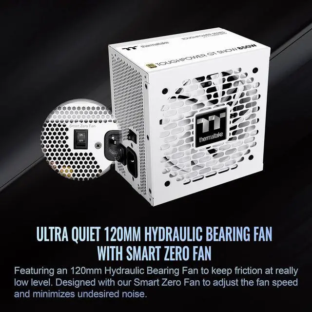 Alt view image 6 of 6 - Thermaltake Toughpower GT 850W Snow ATX 3.1 Power Supply; 80 Plus Gold Efficiency; Smart Zero Fan; Native 600W PCIe 5.1 Connector; PS-TPT-0850FNFAGU-W; 5 Year Warranty
