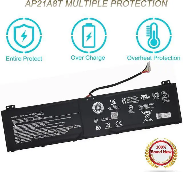 Alt view image 3 of 6 - AP21A8T AP21A7T Laptop Battery Compatible with Acer Predator Helios 300 PH317-56-78LY PH315-55-72EA PH315-55-770K PH315-55-965Z PH317-56-78SM PH315-55-78L7 Nitro 5 AN517-55-50NF Series