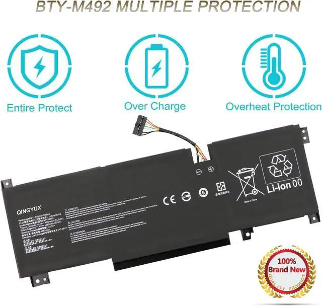 Alt view image 3 of 6 - New BTY-M492 3ICR6/71/74 Laptop Battery Compatible with MSI Sword 15 A11U/A11UD/A11UE WF66 WF76 11UI 11UJ Katana GF66 11UD 12UG 12UX GF76 11UE 12UD Crosshair 15 17 A11UCK Series Notebook