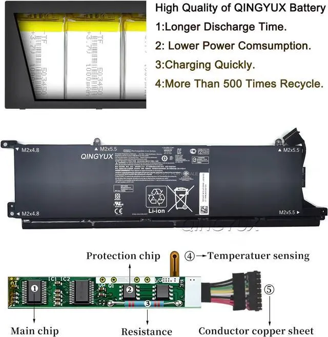 Alt view image 4 of 7 - DX06XL HSTNN-DB9B L32749-005 L32701-2C1 Laptop Battery Compatible with HP Omen X 2S 15-DG0001NC 15-DG0003NC 15-DG0075CL 15-DG0018TX 15-DG0019TX 15-DG0020TX Series Laptop