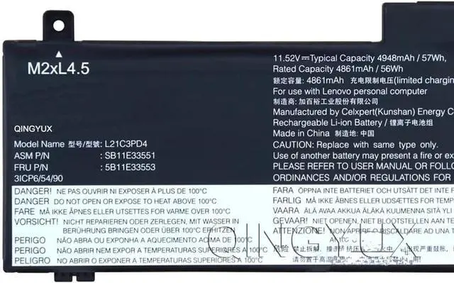 Alt view image 2 of 3 - L21C3PD4 L21M3PD4 L21L3PD4 L21D3PD4 SB11E33547 SB11E33545 31CP6/54/90 Laptop Battery Compatible with Lenovo ThinkPad T14 Gen 2 Series Notebook