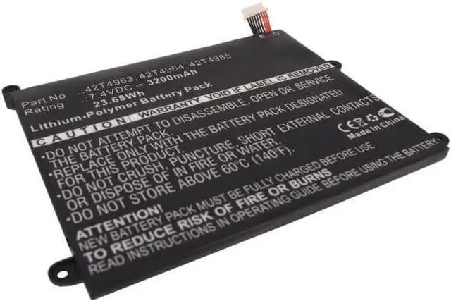 Alt view image 2 of 5 - Synergy Digital Tablet Battery, Compatible with Lenovo ThinkPad 1838-22U Tablet, (Li-Pol, 7.4V, 3200mAh) Ultra High Capacity, Replacement for Lenovo 42T4963 Battery