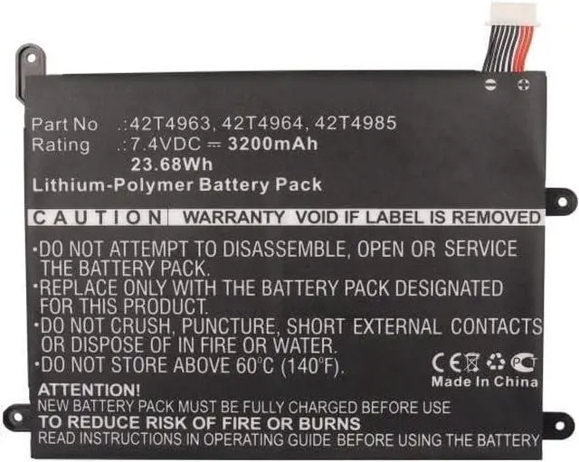 Main image of Synergy Digital Tablet Battery, Compatible with Lenovo ThinkPad 1838-22U Tablet, (Li-Pol, 7.4V, 3200mAh) Ultra High Capacity, Replacement for Lenovo 42T4963 Battery