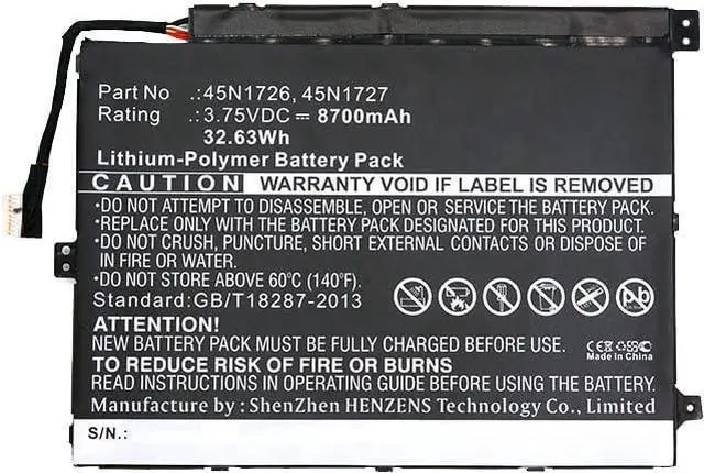 Main image of Synergy Digital Tablet Battery, Compatible with Lenovo Thinkpad 10 Tablet, (Li-Pol, 3.75V, 8700mAh) Ultra High Capacity, Replacement for Lenovo 45N1726 Battery