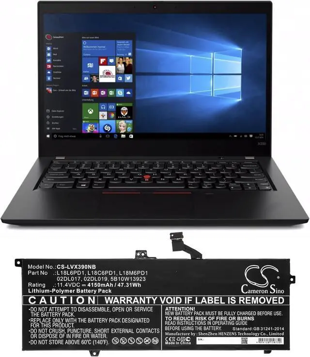 Alt view image 5 of 5 - HongQJY New Replacement Battery for ThinkPad X390, ThinkPad X390-20Q1S02M00 (4150mAh) 02DL017, 02DL019, 5B10W13923, L18C6PD1, L18M6PD1, SB10K97655, SB10T83168