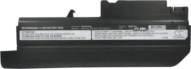 Alt view image 5 of 5 - HongQJY New Replacement Battery for ThinkPad R50, ThinkPad T43P-2668 (6600mAh) 08K8194, 92P1010, ASM 08K8192, FRU 08K8195, FRU 92P1073