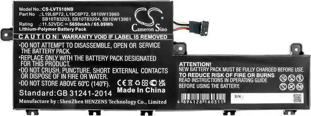 Alt view image 3 of 5 - Cameron Sino CS New Replacement Battery for ThinkPad P15v, ThinkPad T15p (5650mAh) 5810W13960, 5B10W13961, L19C6P72, L19L6P72, SB10T83203, SB10T83204