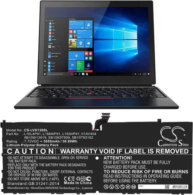 Alt view image 5 of 5 - HongCSL New Replacement Battery for ThinkPad X1 3rd (5050mAh / 38.99Wh) 01AV454, 5B10W13919, L16L4P91, L16M4P91, L16S4P91, SB10K97599, SB10T83162