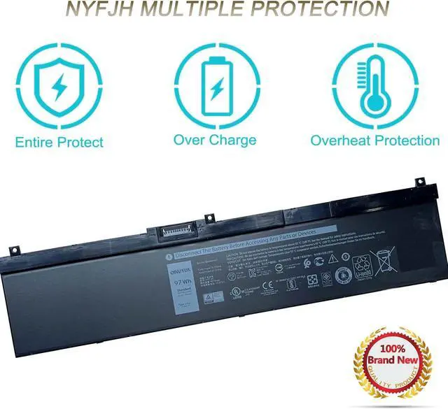 Alt view image 4 of 7 - NYFJH 11.4V 97Wh Laptop Battery Compatible with Dell Precision 7530 7730 7540 7740 Series Notebook P34E P34E001 P34E002 P74F P74F001 P74F002 GW0K9 5TF10 0WMRC 0NYFJH Battery