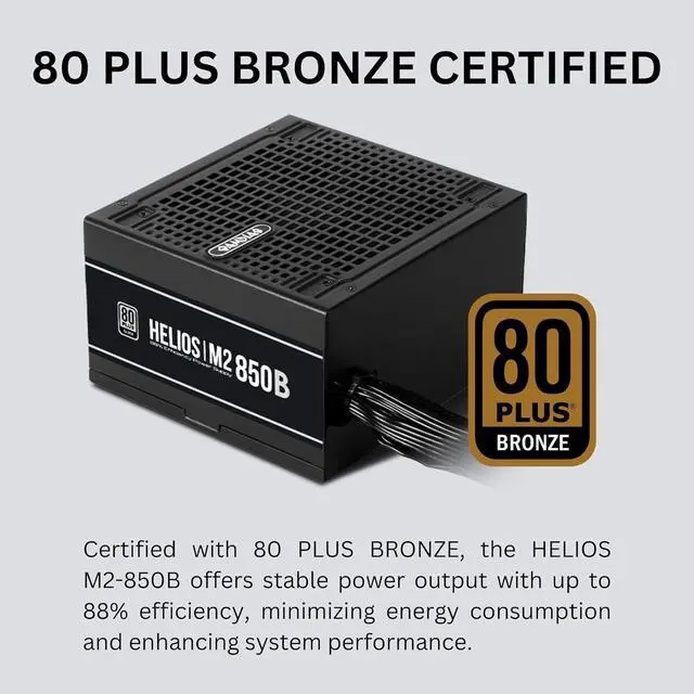 Alt view image 4 of 7 - GAMDIAS 850W Bronze PSU, 850W Gaming Power Supply ATX 3.1 & PCIe 5.1 Ready, 80+ Bronze ATX Gold 12V Power Supplies for Gaming PC Desktop Computers and Active PFC, PSU-GD-Helios M2-850B