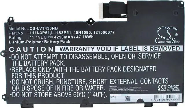 Main image of Cameron Sino CS New Replacement Battery for 33511F9, 33511G0, 33511J4, ThinkPad T430u Ultrabook (4250mAh) 121500077, 3ICP7/64/84, 45N1088, 45N1089, 45N1090, 45N1091, ASM 45N1090