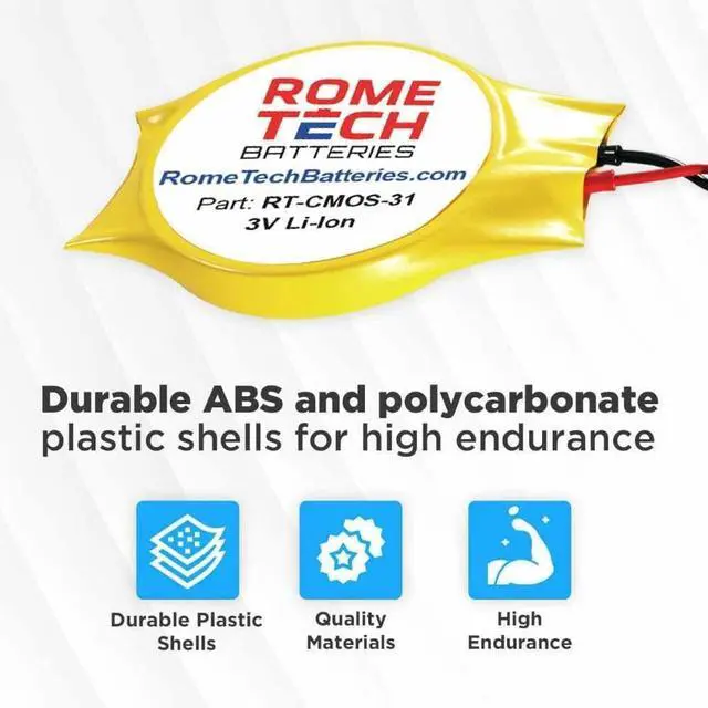 Alt view image 6 of 6 - Rome Tech CR2032 CMOS Battery for Acer Spin 5 SP515-51N 15.6 - Laptop Backup BIOS RTC 3V CR 2032 Battery with 2 Wire Medium Cable Slim Connector (10-Pack)
