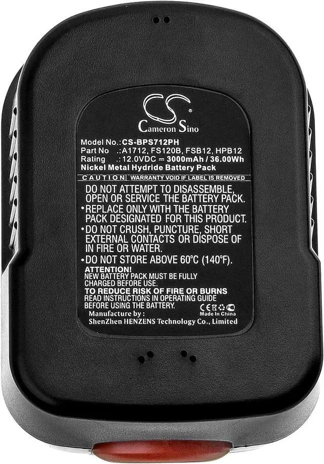 Alt view image 5 of 5 - Estry 3000mAh Battery Replacement for 9019K 126K EPC12CA D12K-2 CDC120ASB KC2000FK CDC120AK XD1200K B12 FS120BX B-8315 A12-XJ FS120B BPT1047 A12EX A1712 BD1204L B14-CA B14