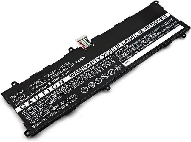 Main image of Synergy Digital Tablet Battery, Compatible with Dell 2H2G4 Tablet, (Li-Pol, 7.4V, 5100mAh) Ultra High Capacity, Replacement for Dell 2H2G4, 2H2G4 21CP5/63/105, HFRC3, TXJ69 Battery