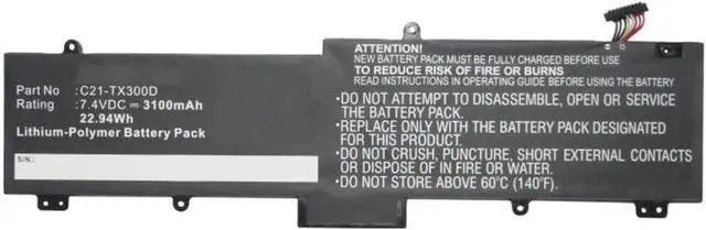 Main image of Synergy Digital Tablet Battery, Compatible with Asus Transformer Book TX300C Tablet, (Li-Pol, 7.4V, 3100mAh) Ultra High Capacity, Replacement for Asus 0B200-00310100, C21-TX300D Battery