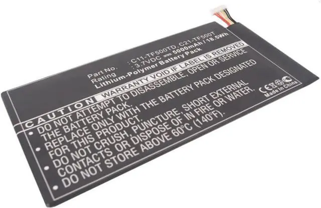 Alt view image 2 of 5 - Synergy Digital Tablet Battery, Compatible with Asus C11-TF500CD Tablet Battery (Li-Pol, 3.7V, 5000mAh)