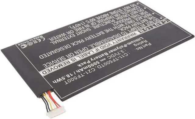 Alt view image 3 of 5 - Synergy Digital Tablet Battery, Compatible with Asus C11-TF500CD Tablet Battery (Li-Pol, 3.7V, 5000mAh)