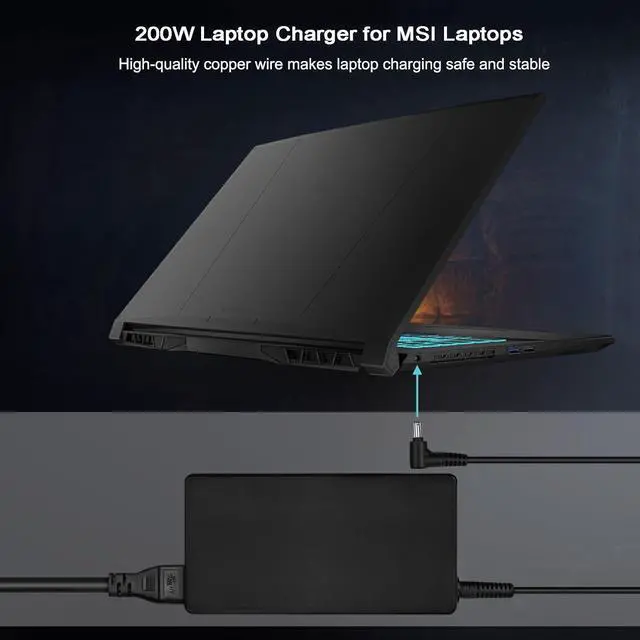 Alt view image 5 of 7 - 200W Katana A17 A15 Charger for msi Katana A17 A15 15 17 / Katana A17 AI A15 AI RTX 4070 4050 4060 Laptops Power Supply a21-200p2b adp-200jb f