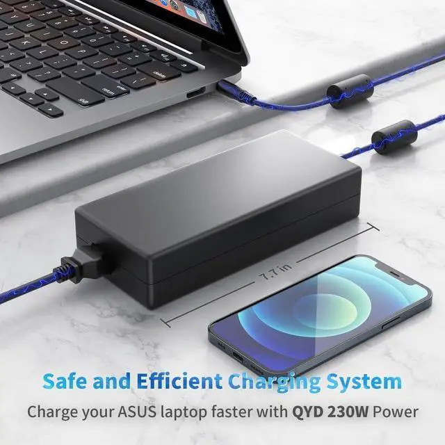 Alt view image 7 of 7 - 240W 20V 12A Laptop Charger AC Adapter Compatible with ASUS ROG Strix Scar 17 G733 G733ZM 15 G533 ROG Strix G17 G15 S15 S17 G713QR ROG Zephyrus M16 GU603Z ZenBook Pro Duo 15 UX582 Power Cord