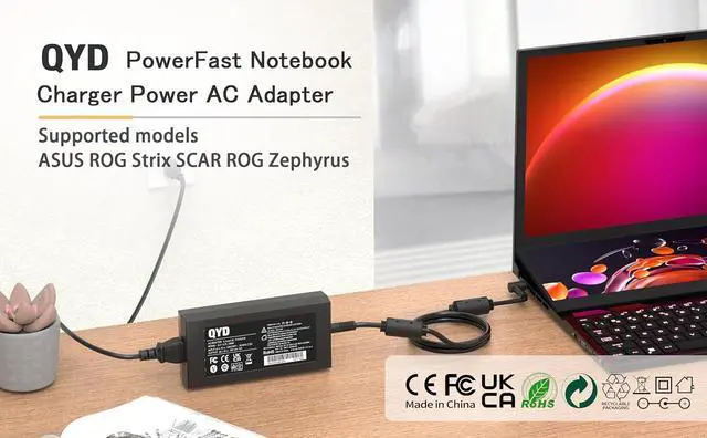 Alt view image 3 of 7 - 240W 20V 12A Laptop Charger AC Adapter Compatible with ASUS ROG Strix Scar 17 G733 G733ZM 15 G533 ROG Strix G17 G15 S15 S17 G713QR ROG Zephyrus M16 GU603Z ZenBook Pro Duo 15 UX582 Power Cord