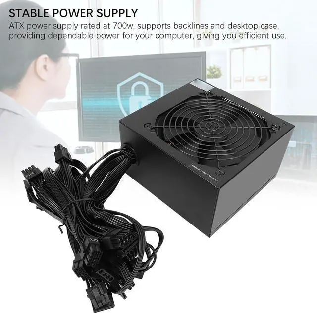 Alt view image 3 of 7 - 700W ATX Power Supply with 120mm Black Fan, Dual Core Platform for Win10 System Continuous Power Gaming PSU, for ATX Case Desktop
