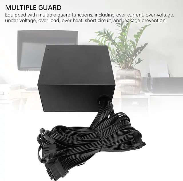 Alt view image 5 of 7 - 700W ATX Power Supply with 120mm Black Fan, Dual Core Platform for Win10 System Continuous Power Gaming PSU, for ATX Case Desktop