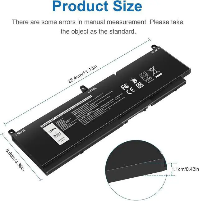 Alt view image 4 of 7 - Futurebatt PKWVM Laptop Battery Replacement for Dell Precision 7550 7560 7750 7760 Mobile Workstation P44E P93F P44E001 P44E002 P93F001 P93F002 C903V CR72X 0CR72X 0447VR 068N03 17C06 453-BBCQ