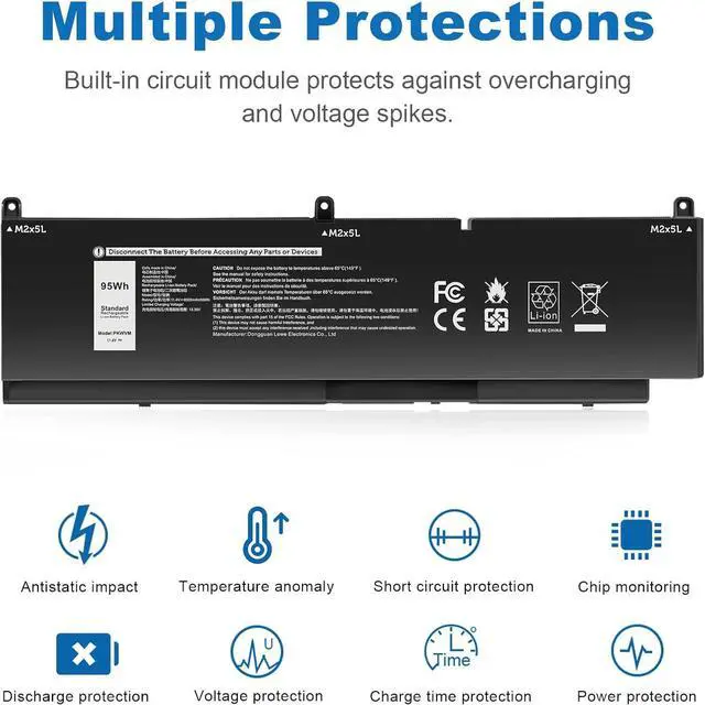Alt view image 6 of 7 - Futurebatt PKWVM Laptop Battery Replacement for Dell Precision 7550 7560 7750 7760 Mobile Workstation P44E P93F P44E001 P44E002 P93F001 P93F002 C903V CR72X 0CR72X 0447VR 068N03 17C06 453-BBCQ
