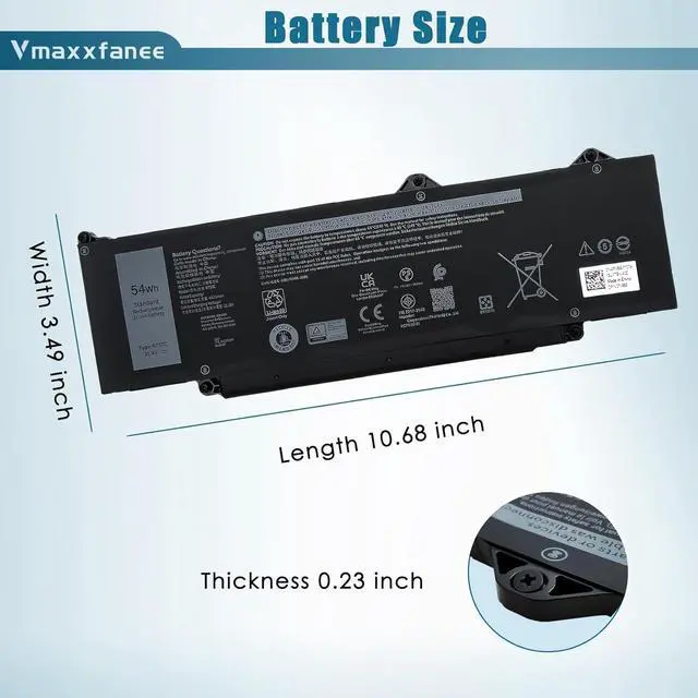 Alt view image 6 of 7 - 54Wh R73TC Laptop Battery Replacement for Dell Latitude 3580 3340 3440 3480 3540 5340 5540 5440 Series Notebook DR02P 2X1V9 GTG7N GRWKG KDM9P 11.4V 4623mAh