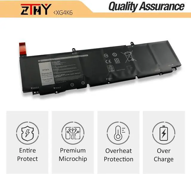 Alt view image 5 of 7 - XG4K6 Laptop Battery 97Wh Replacement for Dell Precision 5750 5760 5770 XPS 17 9700 9710 9720 9730 Series Notebook P92F001 P92F002 P92F003 01RR3 F8CPG OF8CPG 5XJ6R KVPMY 0YY3V KRDHV 11.4V 6-Cells