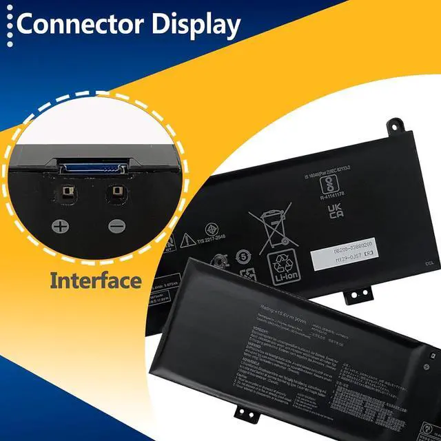 Alt view image 3 of 7 - C41N2013 C41N2013-1 90Wh Battery Replacement for Asus Rog Zephyrus M16 GU603HR S17 GX703HSD G15 GA503QS Strix Scar 17 G733ZW 15 G513QY Rog Strix G17 RTX 3070 G713 G15 Series 15.4V 5845