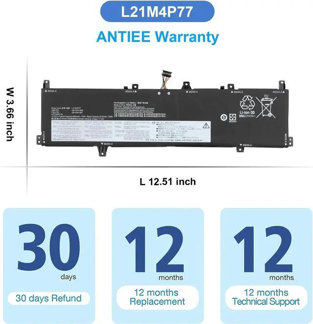 Alt view image 7 of 7 - L21M4P77 L21D4P76 L21C4P74 Laptop Battery for Lenovo ThinkPad Z16 1st Gen 1/ Gen 2 2022 Series SB10W51988 SB11M89886 SB10W51989 SB11M89887 5B10W51887 5B11M90085 5B10W51888 5B11M90086 72Wh 4640mAh