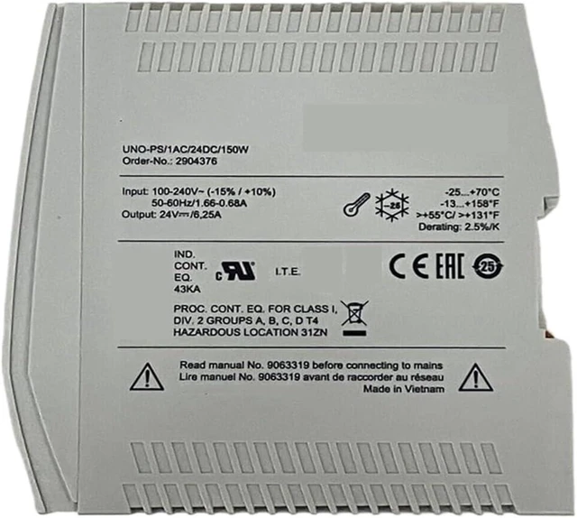 Alt view image 6 of 6 - Original Contact 2904376 Power Supply UNO-PS/1AC/24DC/150W Din Rail Mount