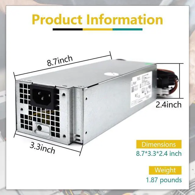 Alt view image 5 of 7 - H360EGM-00 360W Power Supply Compatible with Dell Optiplex 3050 7050 7060 3050MT 7050MT 7060MT Vostro 3668 3669 SFF 8HKG7 0VM8KR VM8KR L360EGM-00 D360E001L