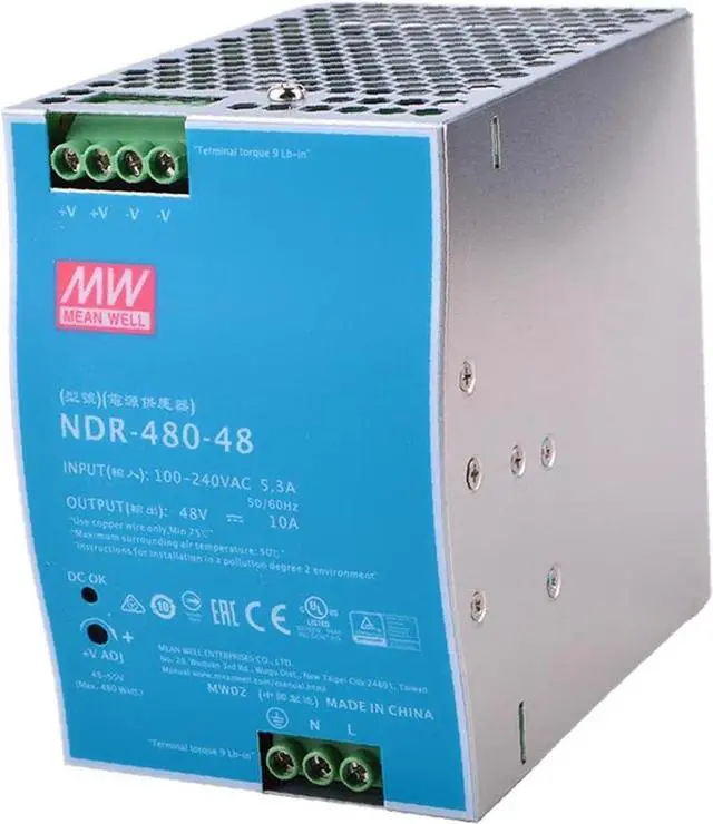Alt view image 2 of 4 - NDR-480-48 48V 10A 480W Industrial Power Supply, Active PFC, Short Circuit Protection, UL508 Certified, for Automation, Control Systems