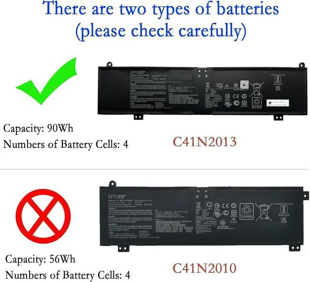 Alt view image 2 of 6 - C41N2013 Battery 90Wh Compatible with Asus Zephyrus G15 GA503 S17 GX701 M16 GU603 / ROG Strix G513 G713 Scar G533 / Rog TUF Gaming A15 FA507 A17 FA707 Series Laptop C41N2013-1 0B200-03880-100