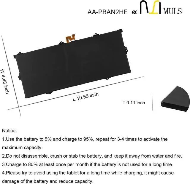 Alt view image 7 of 7 - MULS AA-PBAN2HE Laptop Battery Replacement for Samsung Galaxy Book Go 340XDA NP340XLA XE340XDA-KA3US-RB XE340XDA-KA1US XE340XDA-KA3 XE340xda-ka1it Series 4800mAh 37Wh 7.7V