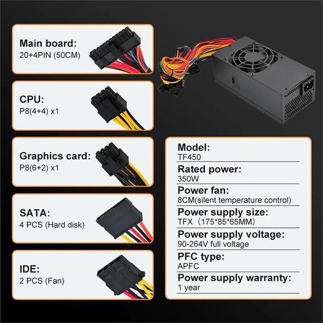 Alt view image 2 of 6 - Power Supply 350w Active PFC PSU Full Voltage 90-264V PC Computer Case(US Plug)