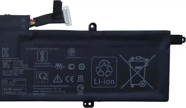 Alt view image 3 of 5 - C41N1908 Battery Replacement for Asus ROG Zephyrus G14 GA401 GA401IV GA401IH GA401II GA401IU Series C41PQ05 4ICP4/59/134 0B200-03610000 0B200-03610100 0B200-03610200 76Wh 4940mAh 15.4V