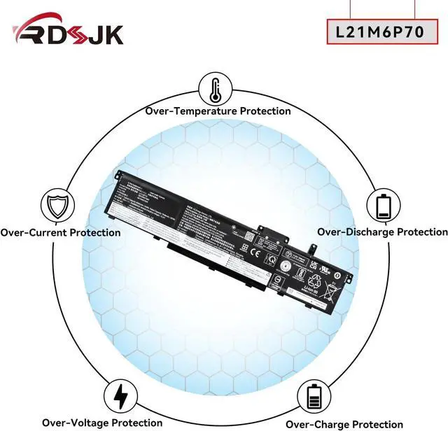 Alt view image 6 of 7 - L21M6P70 L21L6P70 L21C6P70 L21D6P70 Laptop Battery for Lenovo ThinkPad P16 1st Gen 2022 Series 5B10W51893 5B10W51894 SB10W51994 SB10W51995 SB10W51894 3ICP5/54/90-2 11.52V 94Wh 8120mAh