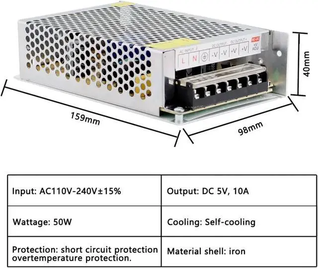 Alt view image 3 of 4 - AC-DC 5V 12V 24V 48V Switching Power Supply 220V to 5V 12V 24V 48V SMPS AC DC Source Power Supply 2A 3A 5A 10A 20A 30A(12V,40A)