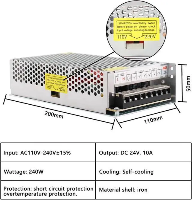 Alt view image 4 of 4 - AC-DC 5V 12V 24V 48V Switching Power Supply 220V to 5V 12V 24V 48V SMPS AC DC Source Power Supply 2A 3A 5A 10A 20A 30A(12V,40A)
