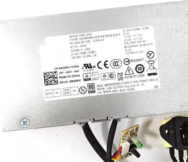 Alt view image 3 of 6 - for OptiPlex 3030 3048 180W Power Supply HU180EA-00 DPS-180AB -14 A AC180EA-00 D180EA-00 02Y4D5 0R50PV 08WJ7H